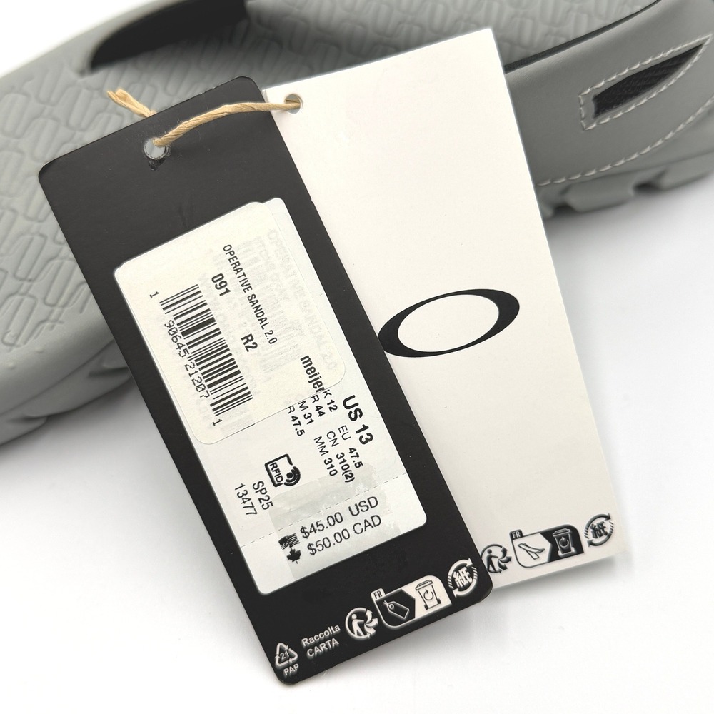 Oakley Operative Sandal 2.0 Mens Size 13 Stone Gray Sport Flip Flop **NEW** - Picture 8 of 13